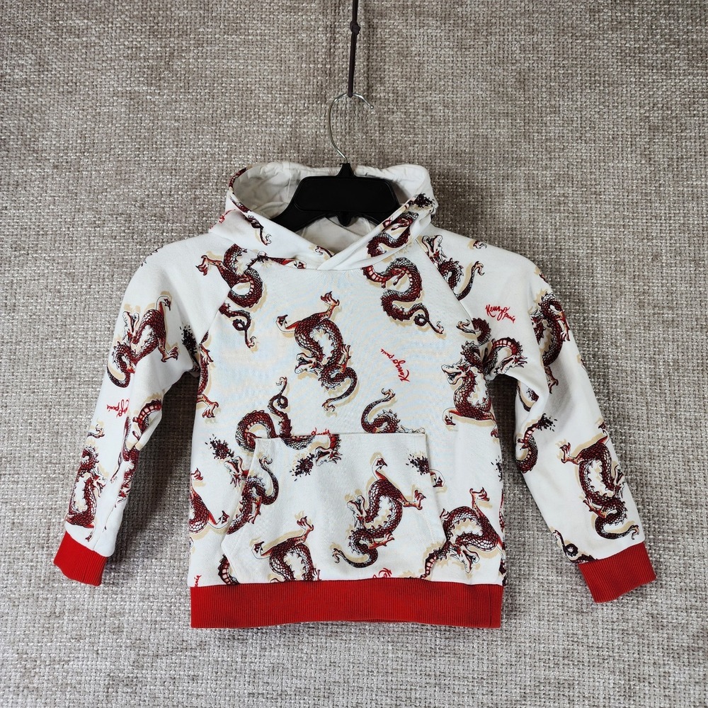Kenzo Exclusive Edition Little Kids Dragon Print Hoodie Size 5 Red White Cotton